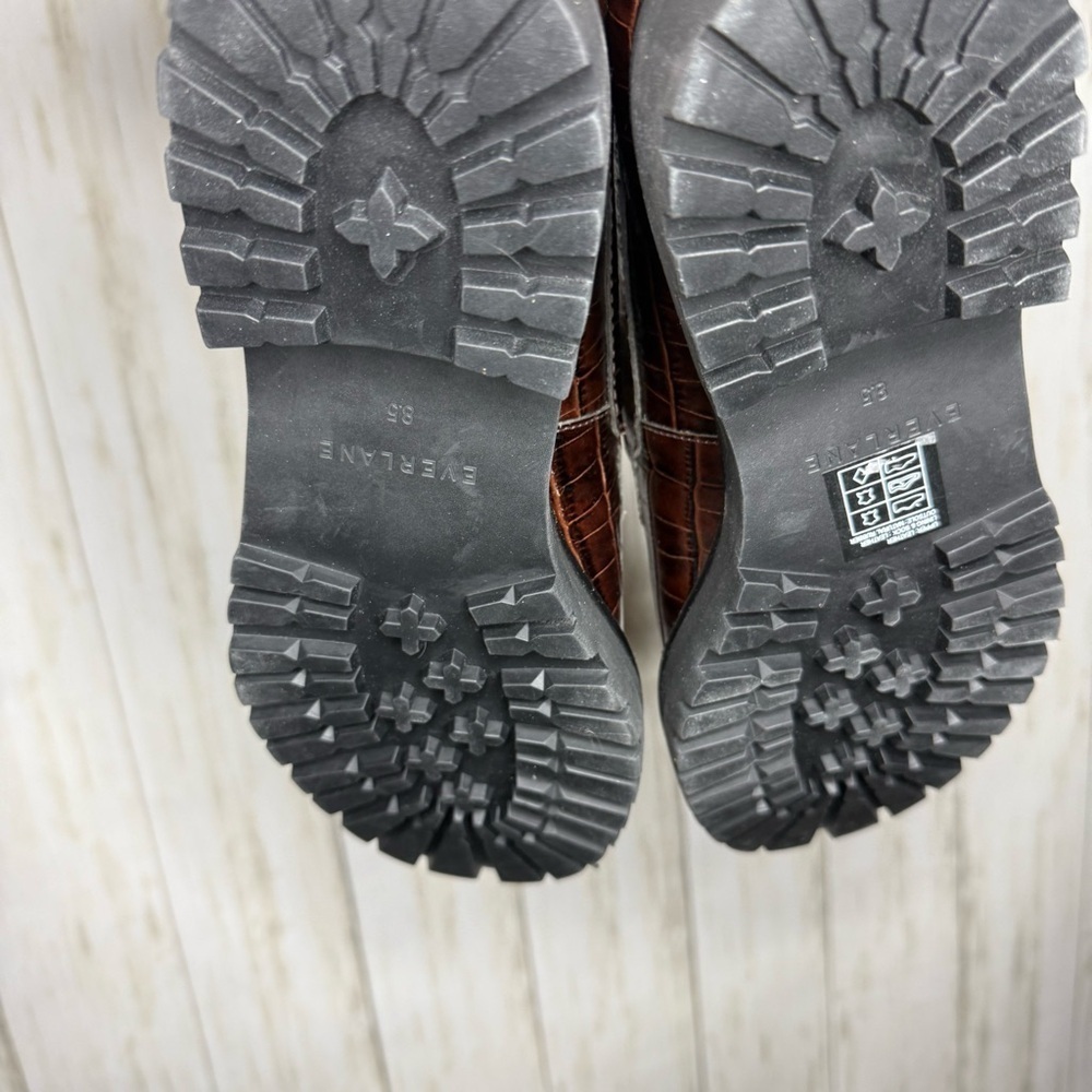 Everlane Lug Loafer NWOB Brown Crocodile Pattern Loafers - Picture 6 of 10